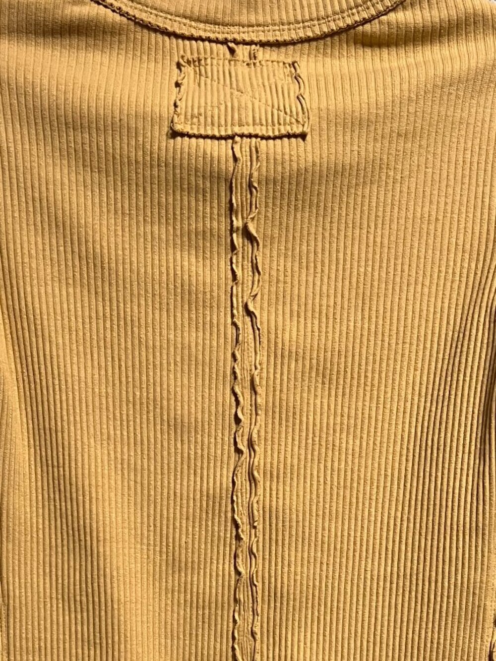 We The Free Mustard Yellow Ruffle Button-Front Ribbed Top / Cardigan | XSMALL - Picture 4 of 4